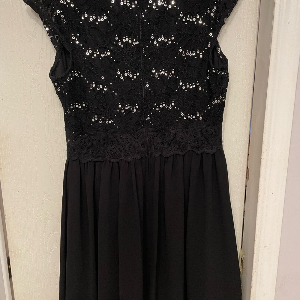 by & by Black Sequin Lace Mini Dress